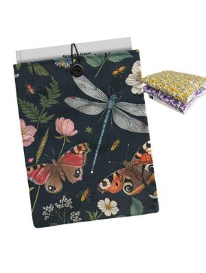 FUNDA LIBRO ACOLCHADA MARIPOSAS Y LIBELULAS CAMPO DAS REDES