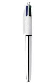 BOLIGRAFO BIC 4 COLORES METAL PLATA