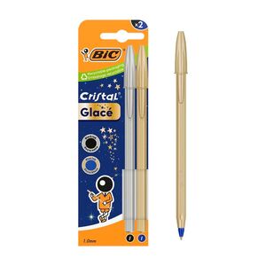 BLISTER 2 BOLIGRAFO BIC CRISTAL GLACE ORO/PLATA