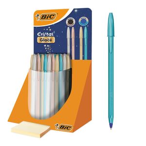 BOLIGRAFO BIC CRISTAL GLACE PLATA TINTA AZUL