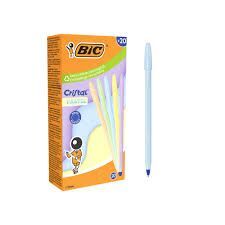 BOLIGRAFO BIC CRISTAL AMARILLO PASTEL TINTA AZUL