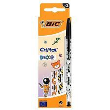 BLISTER 3 BOLIGRAFO BIC CRISTAL KAWAII TINTA NEGRA