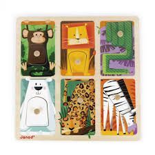 PUZZLE TACTIL ANIMALES ZOO ENCAJABLES Y ENCAJABLES JANOD