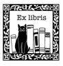 SELLO CAUCHO EX LIBRIS GATO NEGRO RUBINATO
