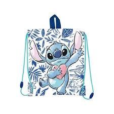 STOR BOLSA MERIENDA STITCH BLUE LEAVES
