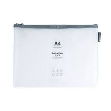 BOLSA ZIPPER BAG A4 EVA MATE BLANCO GRAFOPLAS