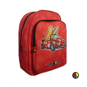 MOCHILA GRANDE ROJA PAZ Y AMOR GRAFOPLAS