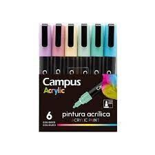 ROTULADOR ACRILICO PACK 6 COLORES CAMPUS