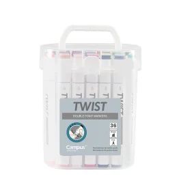 ROTULADOR TWIST DOBLE PUNTA BASE ALCOHOL 36 COLORES CAMPUS