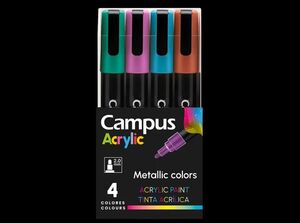 ROTULADOR ACRYLIC 2MM PACK 4 COLORES METALIC CAMPUS
