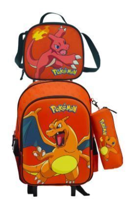 MOCHILA CARRO COMPACTO + NECESER + PORTATODO POKEMON CYP