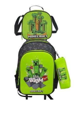 MOCHILA CARRO COMPACTO + NECESER+PORTATODO MINECRAFT CYP