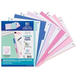 SEPARADORES A4 POLIPRO EXTRA 5 COLORES PASTEL OXFORD