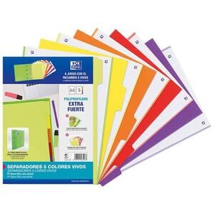 SEPARADORES A4 POLIPRO EXTRA 5 COLORES VIVOS OXFORD
