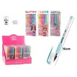 SET 6 BOLIGRAFO GLITTER FLUOR BIG DREAM GIRLS