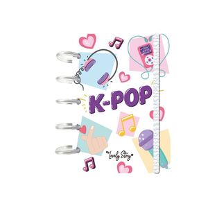 CUADERNO A/6 CUADRICULA DISCOS BLANCO K-POP LOVELY