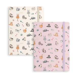 LIBRETA A/6 C/GOMA (ROSA/BLANCO) GATOS DCASA