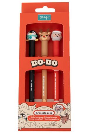 SET 3 BOLIGRAFOS BORRABLES - PAPA NOEL, PINGUINO Y RENO