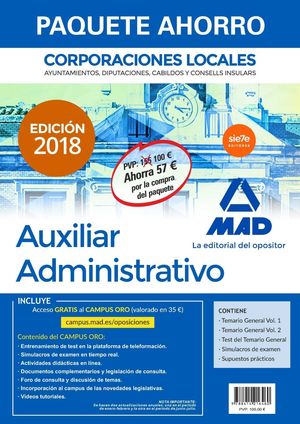 PAQUETE AHORRO AUXILIAR ADMINISTRATIVO DE CORPORACIONES LOCALES. AHORRO DE 57 ?