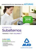 SUBALTERNOS (2019) TEMARIO+TEST VOL.1. ADMINISTRACIÓN DEL PRINCIPADO DE ASTURIAS.