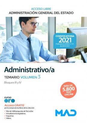 ADMINISTRATIVO (AGE) TEMARIO VOL.3/BLOQUES III Y IV