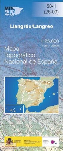 MAPA TOPOGRAFICO LLANGREU / LANGREO 53-II