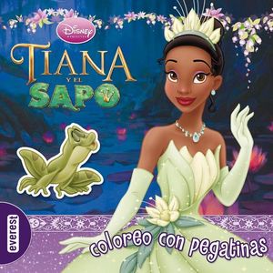 TIANA Y EL SAPO. COLOREO CON PEGATINAS