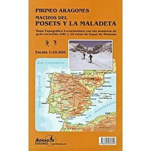 PIRINEO ARAGONES, MACIZOS DEL POSETS Y LA MALADETA. MAPA TOPOGRÁFICO EXCURSIONIS